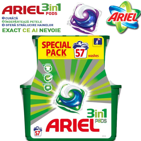 De ce merita capsulele de detergent gel-lichid Ariel 3in1 PODS?